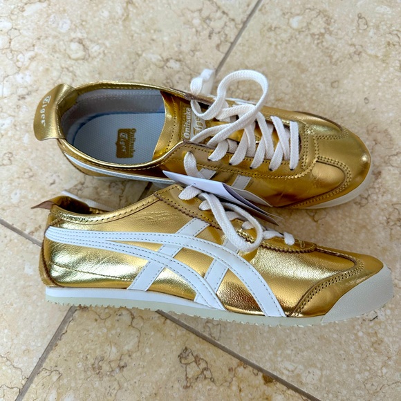 Onitsuka Tiger by Asics Shoes - ONITSUKA TIGER MEXICO 66- gold & cream- NWT- Size 24cm